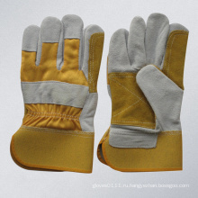 Желтая кожаная кожаная двойная кожаная перчатка (3060.01)